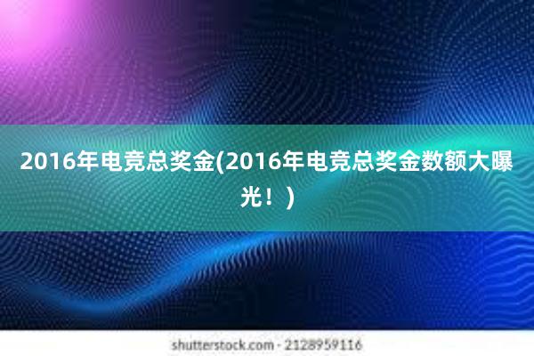 2016年电竞总奖金(2016年电竞总奖金数额大曝光！)