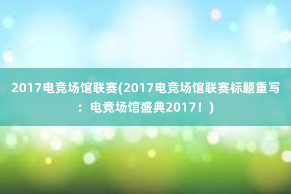 2017电竞场馆联赛(2017电竞场馆联赛标题重写：电竞场馆盛典2017！)