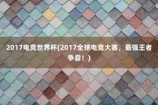 2017电竞世界杯(2017全球电竞大赛，最强王者争霸！)