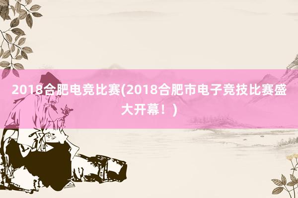 2018合肥电竞比赛(2018合肥市电子竞技比赛盛大开幕！)