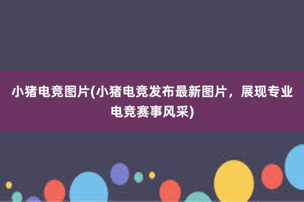 小猪电竞图片(小猪电竞发布最新图片，展现专业电竞赛事风采)