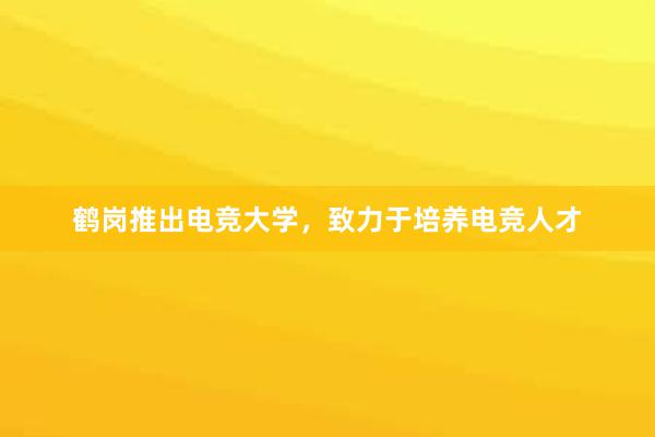 鹤岗推出电竞大学，致力于培养电竞人才